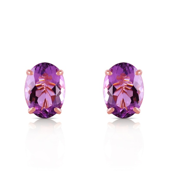 14K SOLID GOLD STUD EARRING WITH NATURAL AMETHYSTS